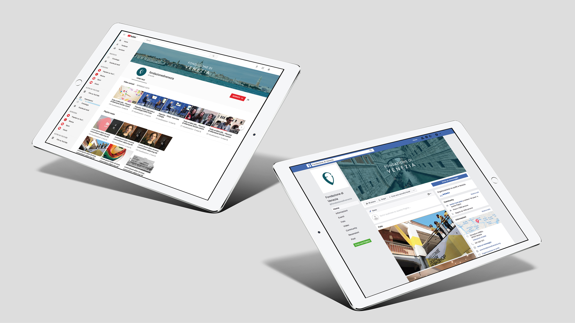 Facebook e Youtube Pages Fondazione di Venezia
